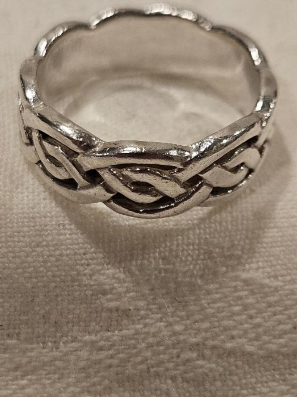 Authentic PETER STONE Solid 925 Sterling Silver Celtic Trinity Band • Sz 5
